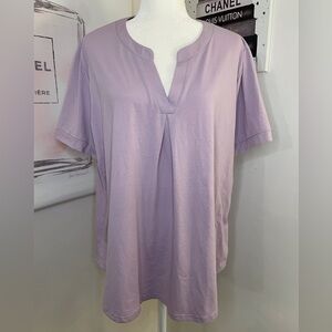 Newchoice Short Sleeve V-Neck Top Lavender Size 2XL